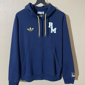 Adidas Real Madrid Men's Blue Hoodie with Yellow Accents